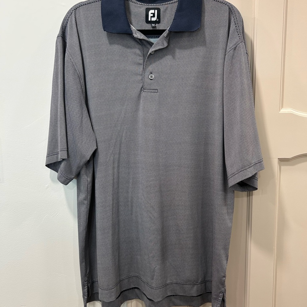 FootJoy Men's Polo in Mini Checkered Navy Blue